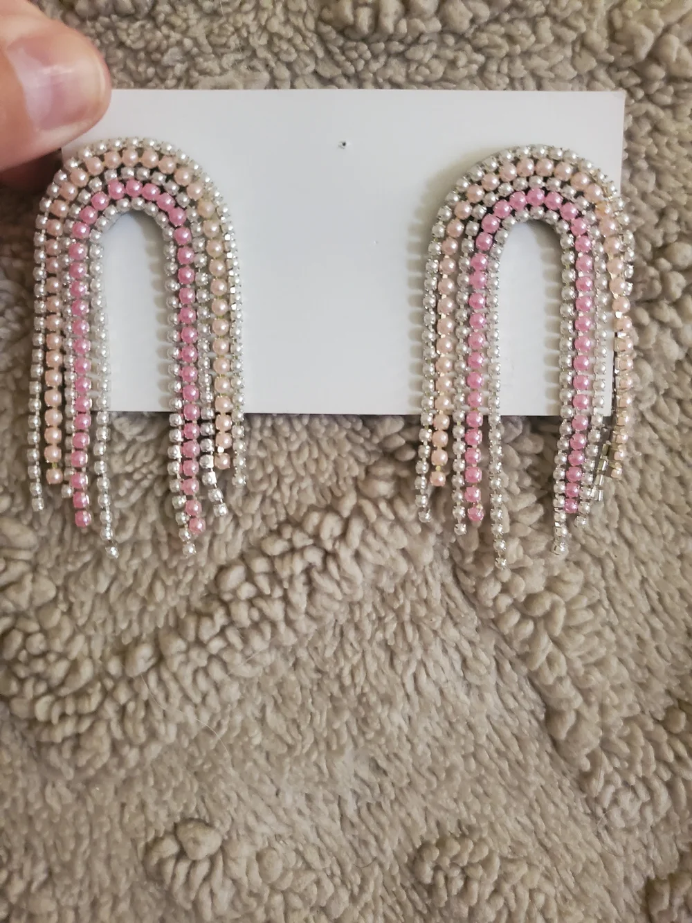 Kids Multicolor Rhinestone Fringe Hair Clips - Pink, Blue & Green Set Of 5